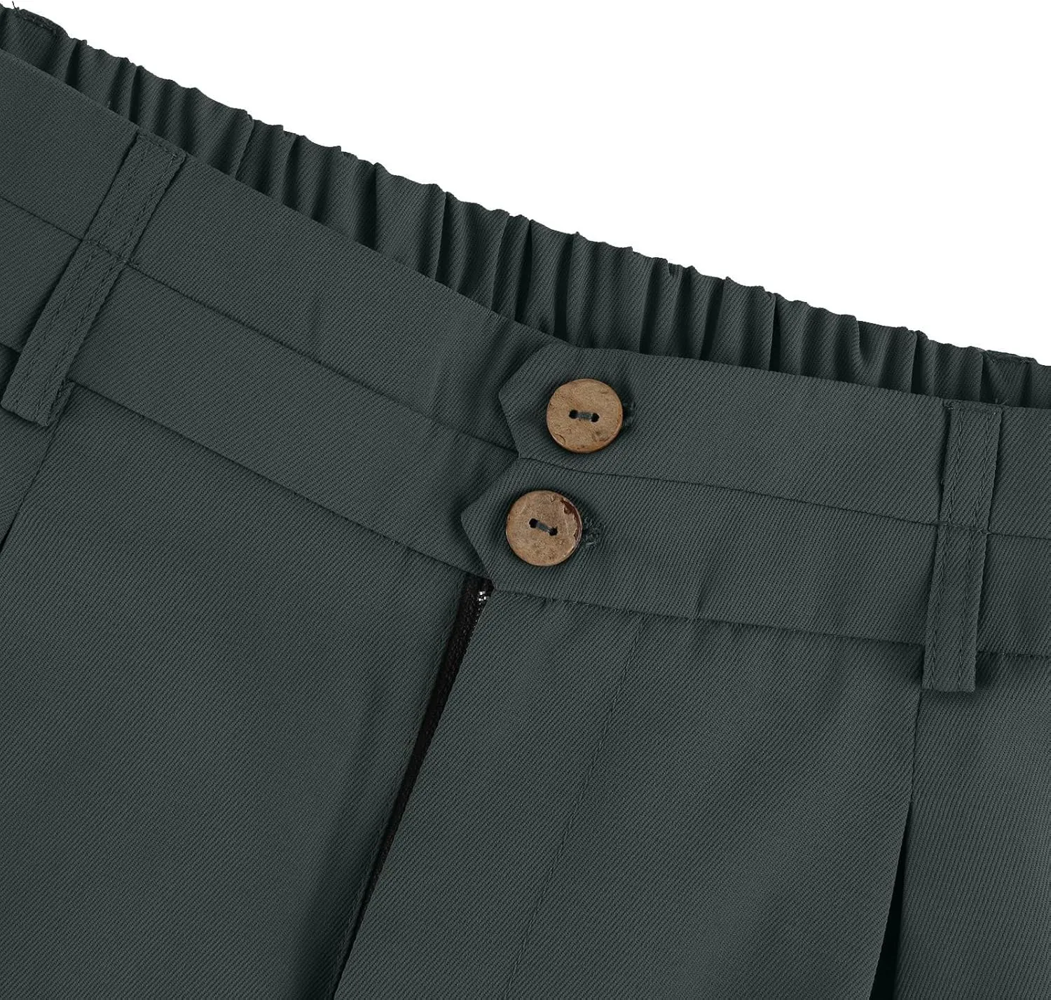 Wide Leg Dress Pants Women Summer Button High Waist Business Work Pants Relaxed Fit Formal Office Trousers w/Pockets
