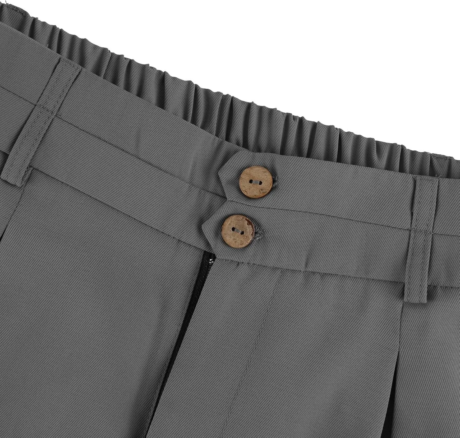 Wide Leg Dress Pants Women Summer Button High Waist Business Work Pants Relaxed Fit Formal Office Trousers w/Pockets