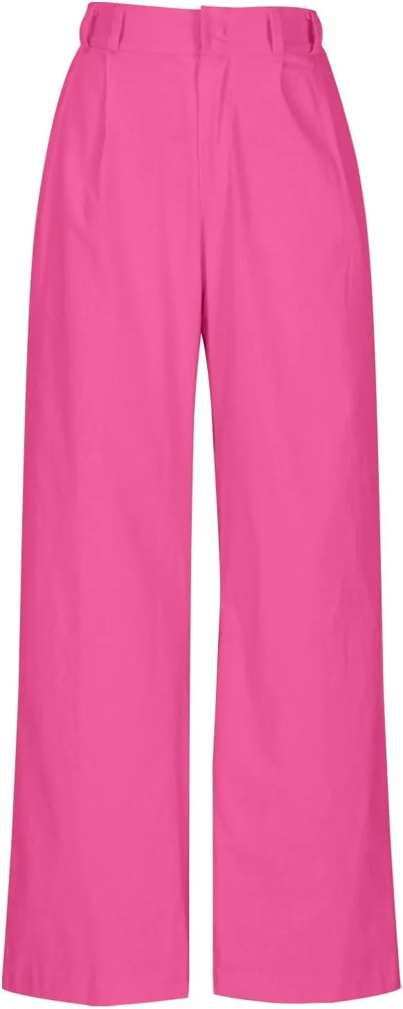 Wide Leg Pants Woman Summer Linen High Waisted Flowy Pleated Capri Pants 2025 Fashion Dressy Casual Cropped Trousers