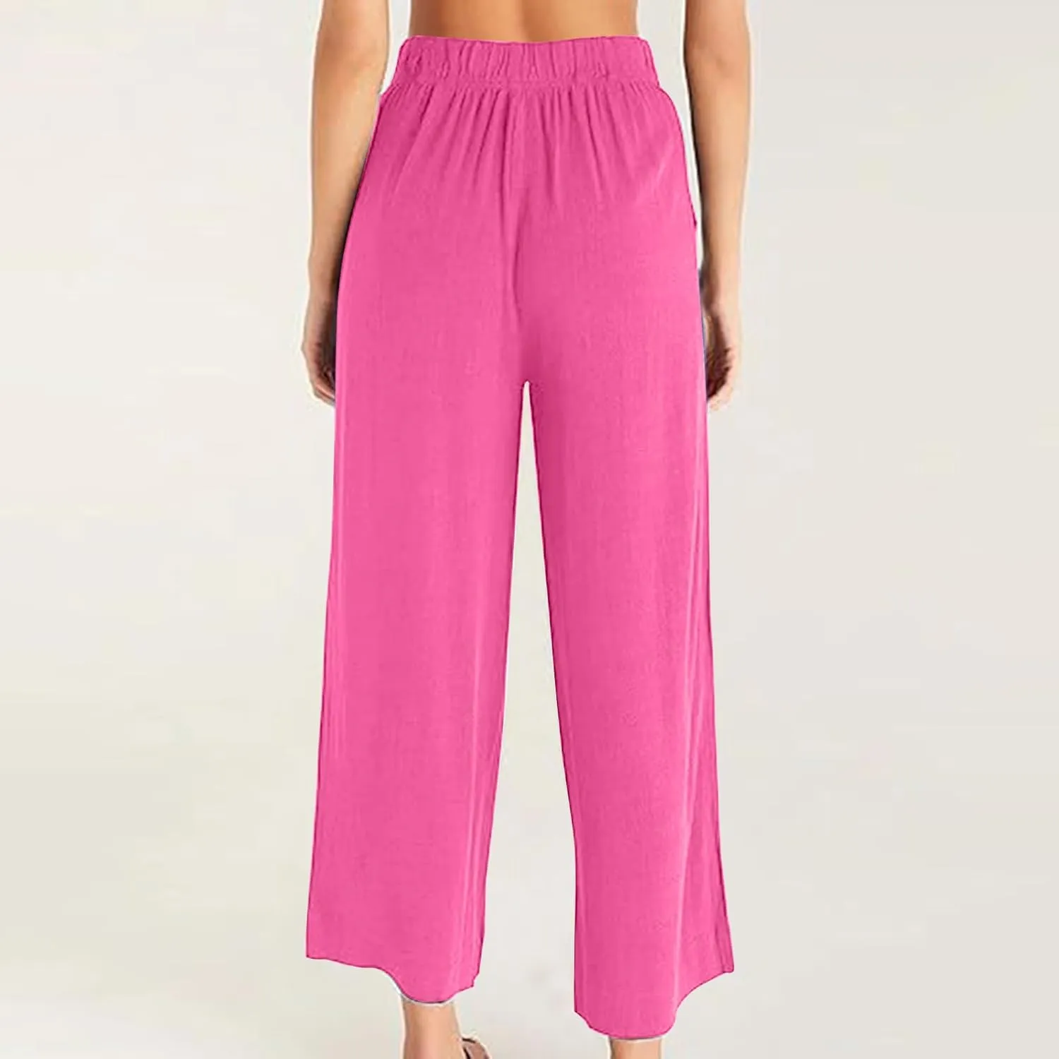Wide Leg Pants Woman Summer Linen High Waisted Flowy Pleated Capri Pants 2025 Fashion Dressy Casual Cropped Trousers