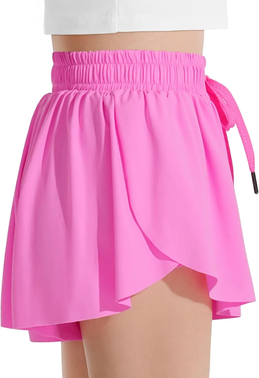 Witwot Butterfly Shorts Girls, 2-in-1 Teen/Kids Girl Flowy Skort for Running, Tennis, Dance