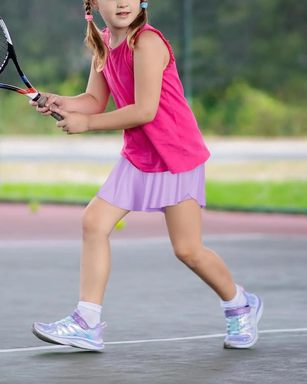 Witwot Butterfly Shorts Girls, 2-in-1 Teen/Kids Girl Flowy Skort for Running, Tennis, Dance