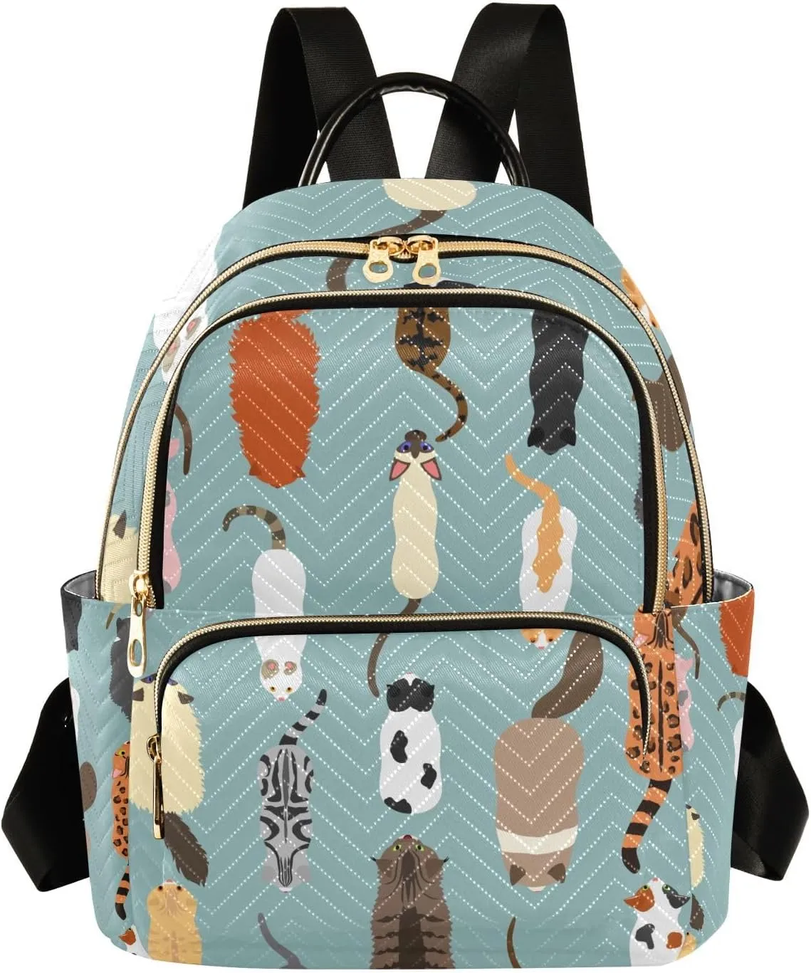 Women Fashion Backpack Cute Cat Pattern Sturdy Daily Bag Compact Regular Bag Diaper Bag