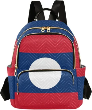 Women Fashion Backpack Flag Of Laos Sturdy Daily Bag Compact Regular Bag Diaper Bag