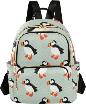 Women Fashion Backpack Funny Cute Puffin Sturdy Daily Bag Compact Regular Bag Diaper Bag