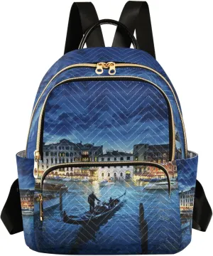 Women Fashion Backpack Venice Italy View Sturdy Daily Bag Compact Regular Bag Diaper Bag