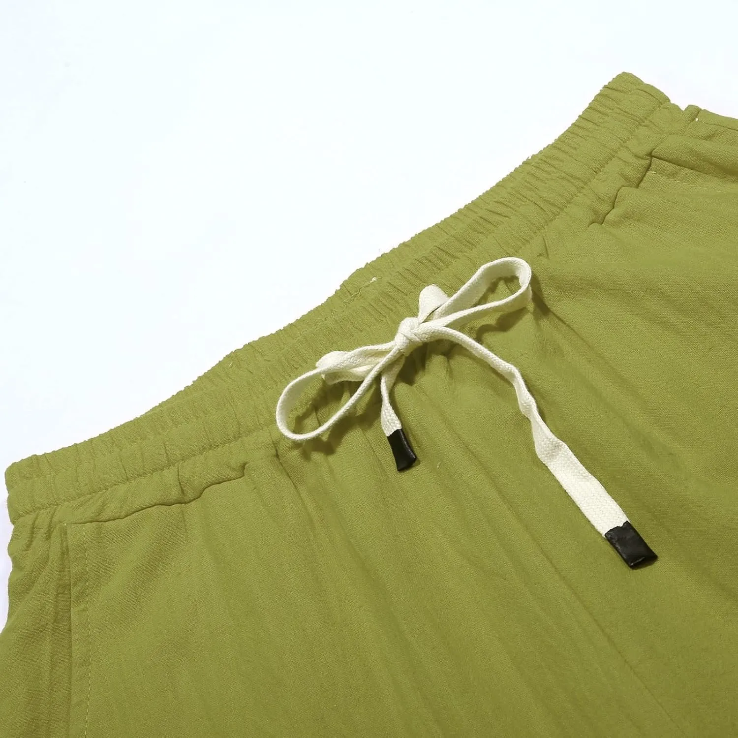 Women Linen Summer Loose Flowy Pant Trousers Low Waist Wide Leg Slim-Fit Palazzo Lounge Pants Work Business