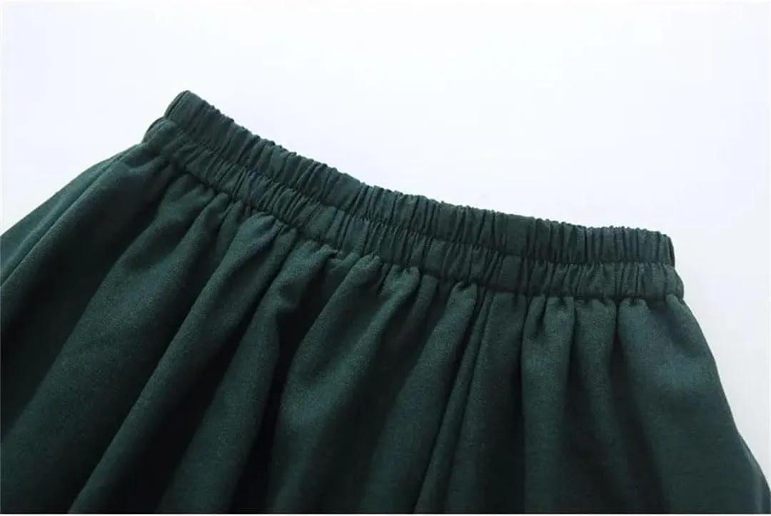 Women Solid Midi Pleated Skirts Summer Ladies Korean High Waist A Line School Style Long Skirt