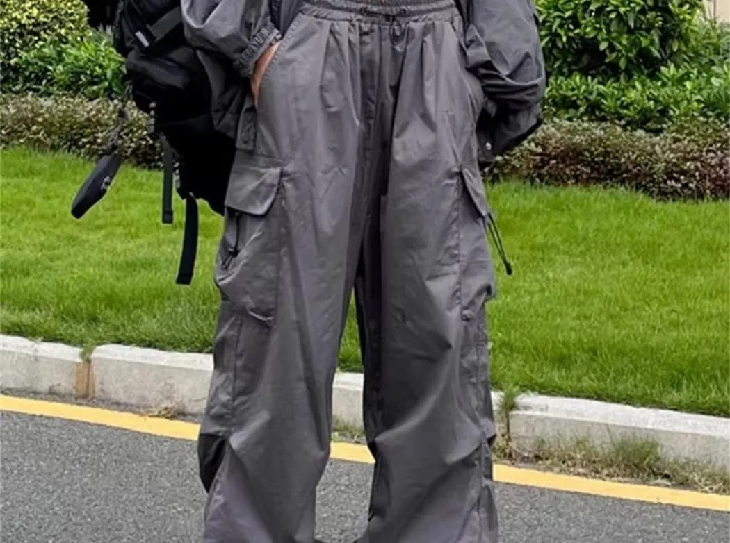 Women Streetwear Oversize Pockets Cargo Trousers Harajuku Wide Leg Loose Sweatpants