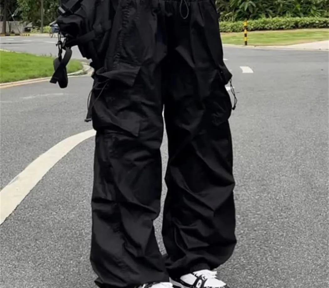 Women Streetwear Oversize Pockets Cargo Trousers Harajuku Wide Leg Loose Sweatpants