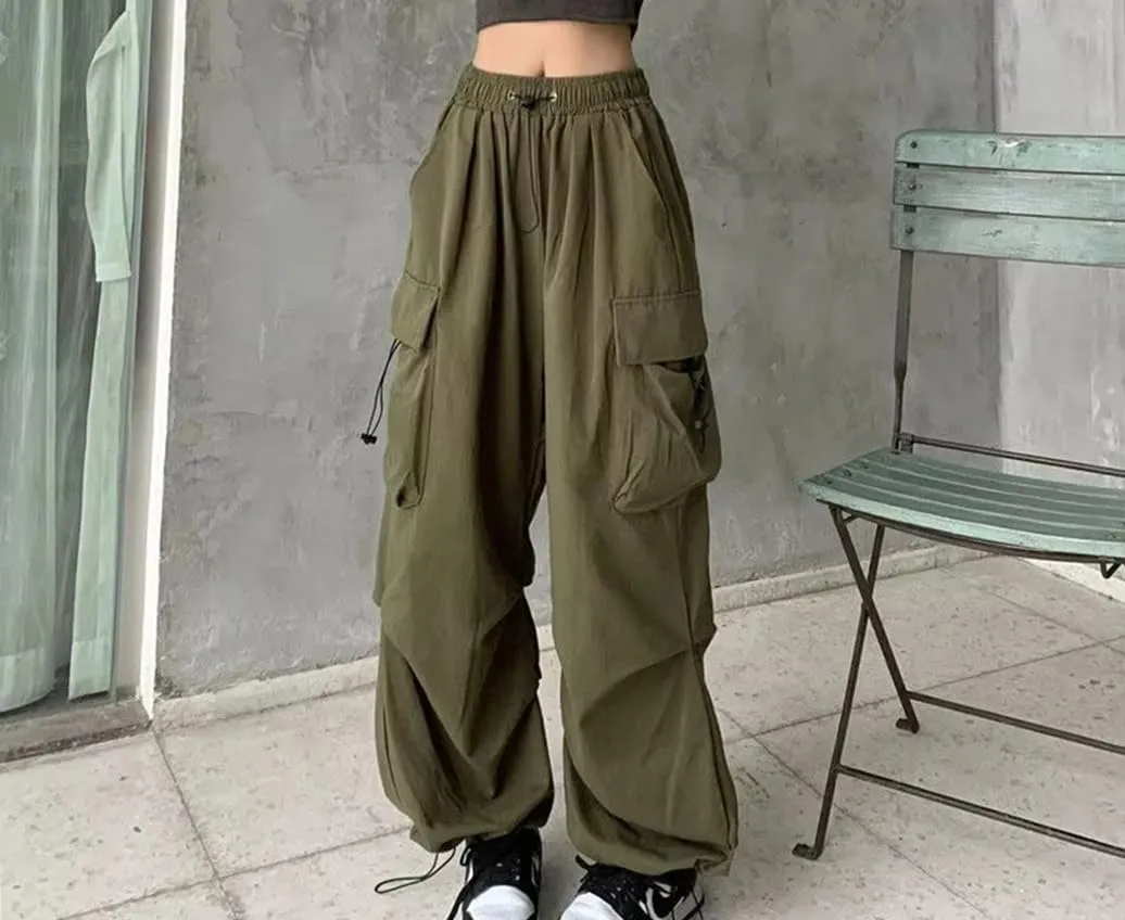 Women Streetwear Oversize Pockets Cargo Trousers Harajuku Wide Leg Loose Sweatpants