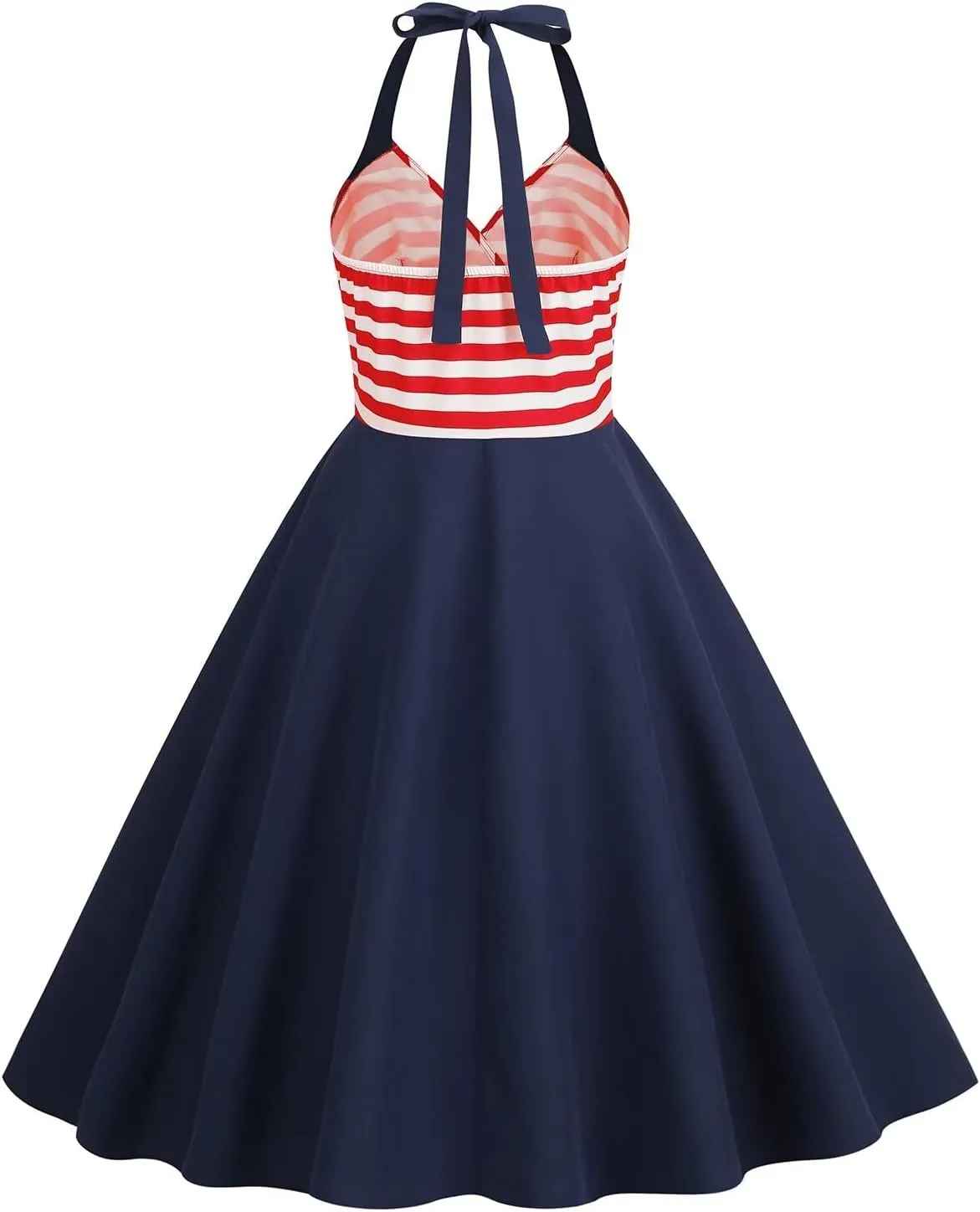 Women's 4th of July American Flag Dresses Retro 50s 60s Vintage Sleeveless Cocktail Swing Dress Patchwork Midi Dress