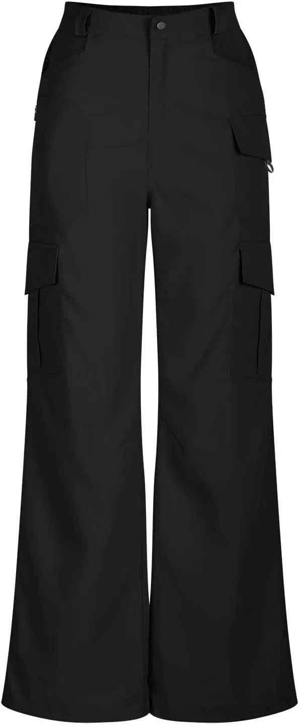 Women's Cargo Pants Casual High Waisted Pants Baggy Stretch Straight Leg Trousers Classic Y2K Pants with Pockets