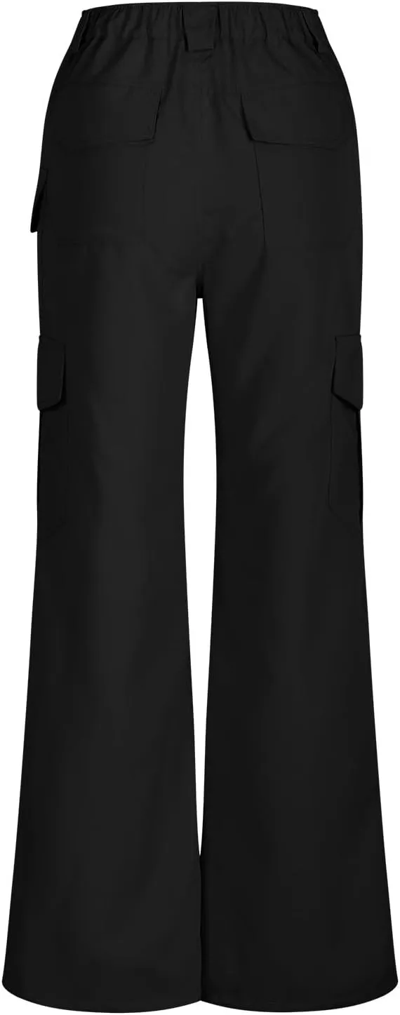 Women's Cargo Pants Casual High Waisted Pants Baggy Stretch Straight Leg Trousers Classic Y2K Pants with Pockets