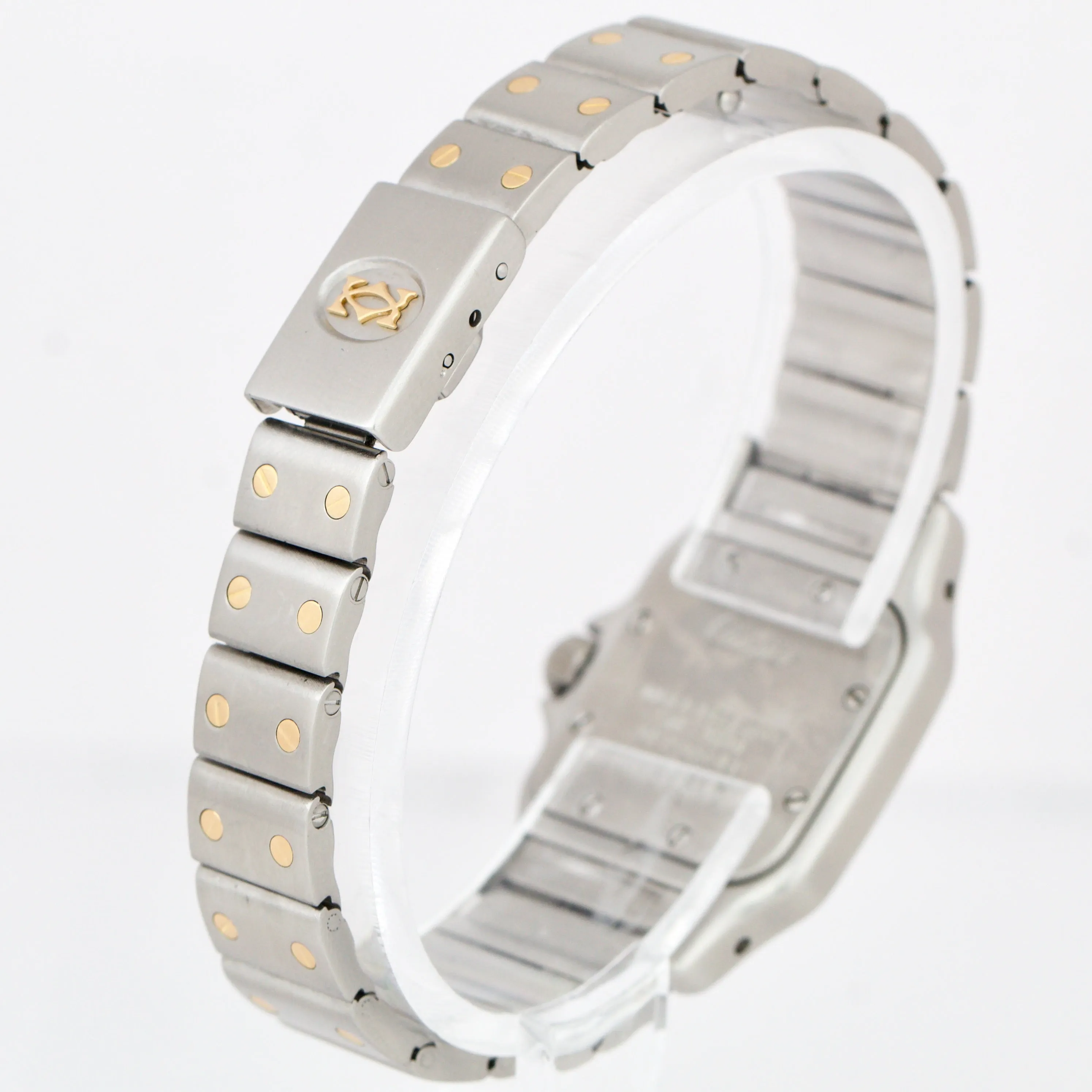 Women's Cartier Santos Galbee 24mm White Quartz Two-Tone Gold Steel Watch 1567