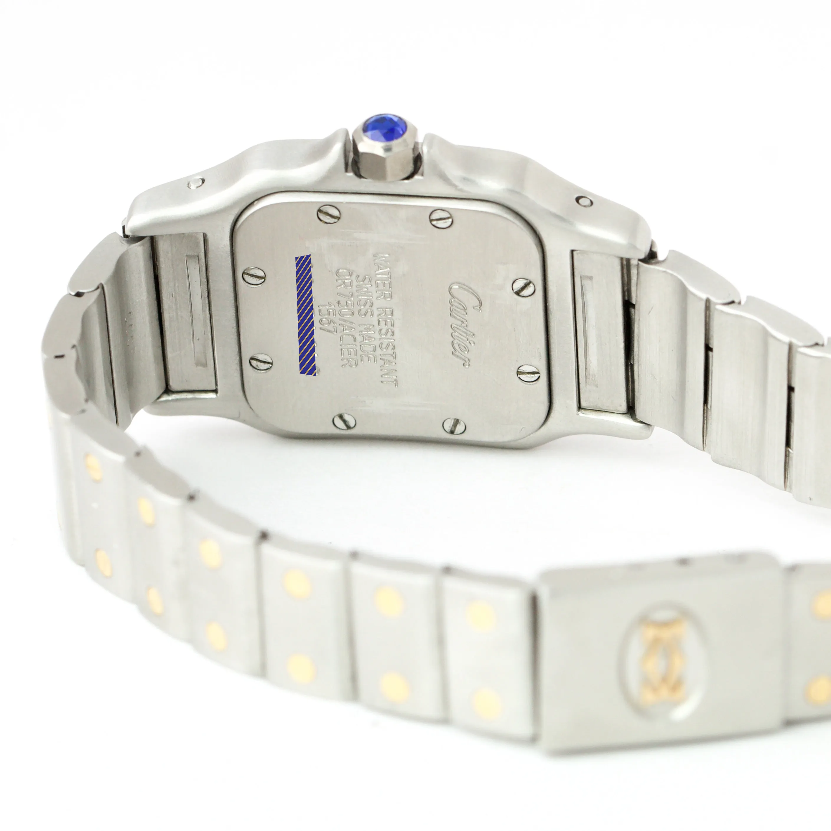 Women's Cartier Santos Galbee 24mm White Quartz Two-Tone Gold Steel Watch 1567