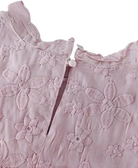 Women's Casual Embroidered Lace Floral Sleeveless Mini Dress A-line Beach Vacation Dresses Ruffle Swing Loose Tank Sundresses