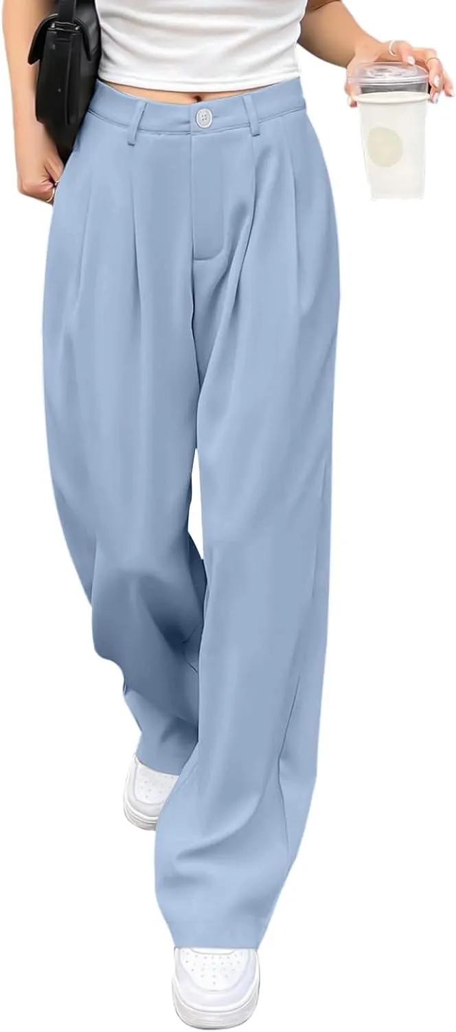 Women's Cotton Linen Summer Loose Flowy Pants Elastic Waist Lounge Pants Slim-Fit Pant Trousers Business Work
