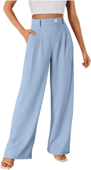 Women's Cotton Linen Summer Loose Flowy Pants Elastic Waist Lounge Pants Slim-Fit Pant Trousers Business Work