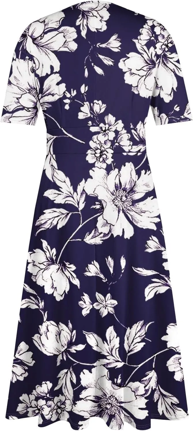 Womens Dresses Cotton Flowy Dresses for Women 2025 Casual Plus Size Floral Print Maxi Dresses