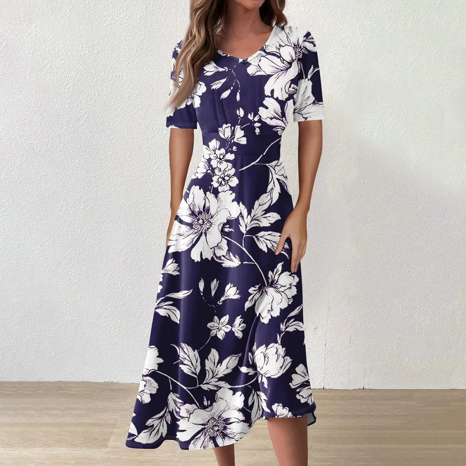 Womens Dresses Cotton Flowy Dresses for Women 2025 Casual Plus Size Floral Print Maxi Dresses