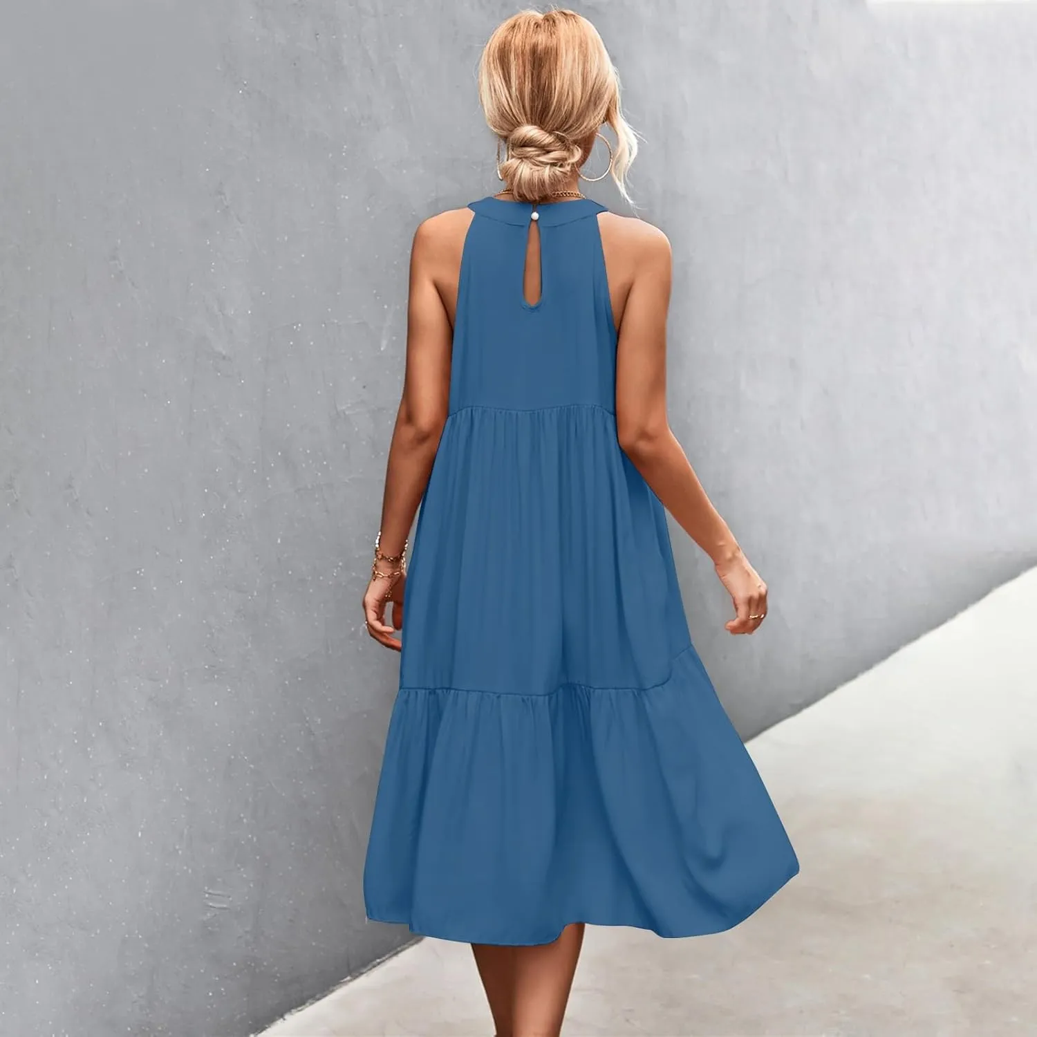 Womens Dresses Patchwork High Waisted Loose Swing Womens Dresses Tea Party Dresses for Woman Maxi