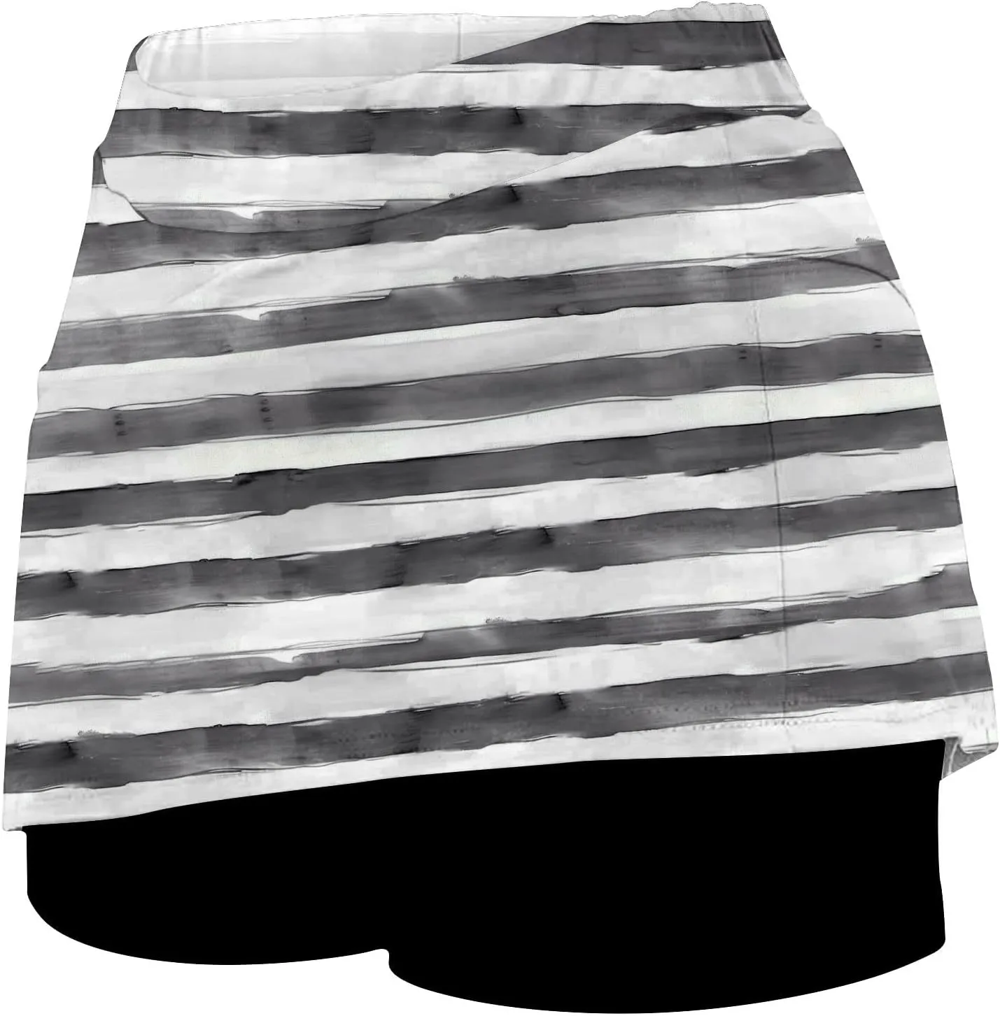 Women's High Waisted Tennis Skirts Striped Color Block Athletic Golf Skorts with Built in Shorts Workout Skirt