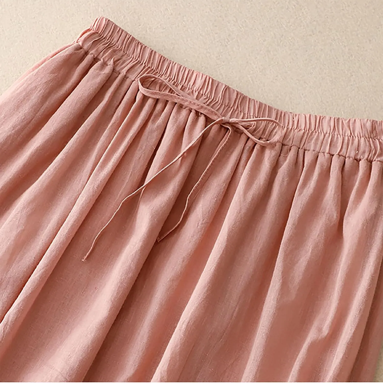 Women's Lace Cotton Linen Skirt Waist A Line Beach Flowy Long Skirts Comfy Summer Vacation Outfits 2025