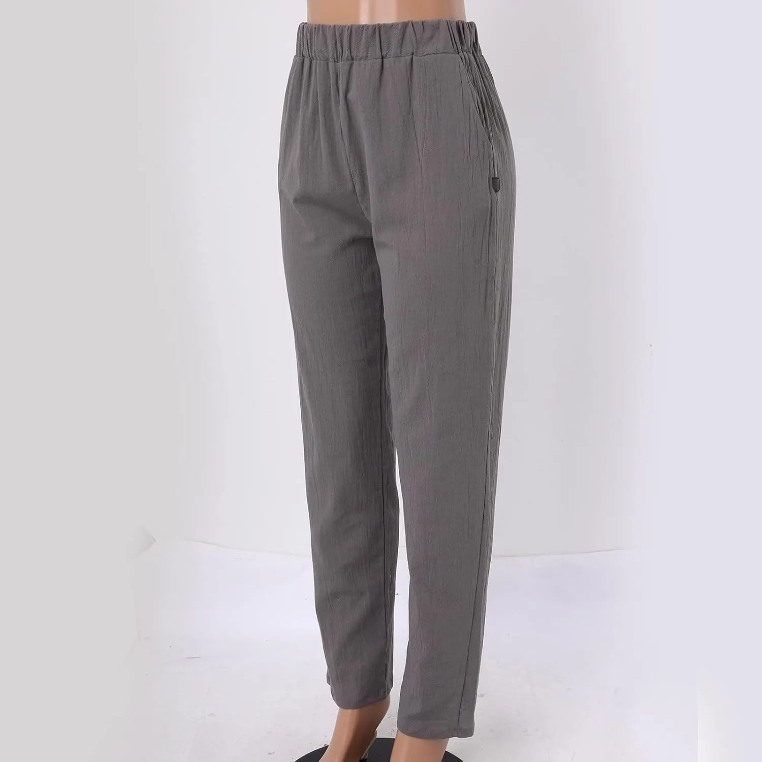 Womens Linen Summer Solid Pant Trousers High Waist Bootcut Loose Fit Pants Business Work