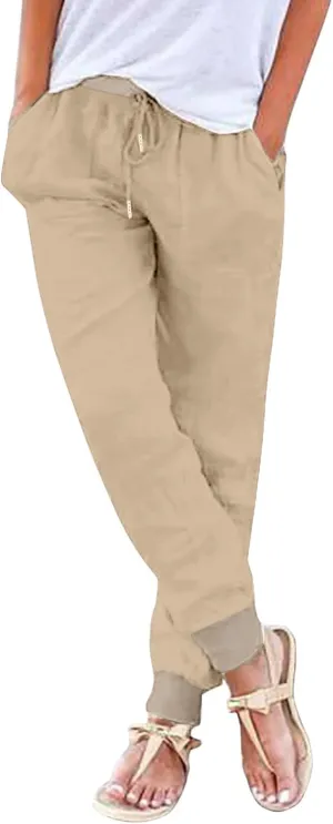 Womens Linen Summer Y2K Fashion Palazzo Pants High Waist Straight Loose Fit Palazzo Pants Vacation