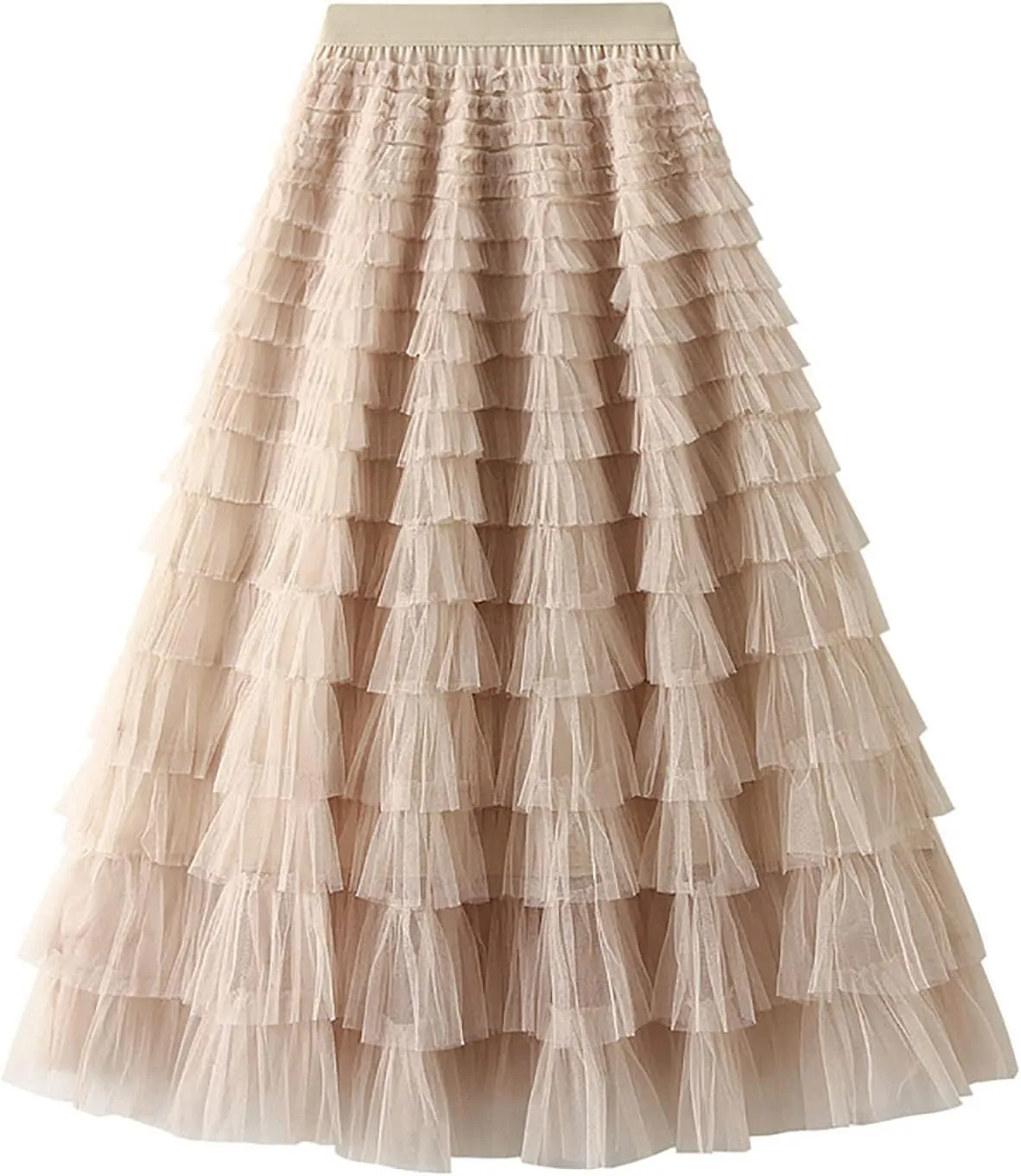 Women's Long Maxi Tulle Skirts A Line Ruffle High Waisted Tiered Layered Mesh Tutu Skirt Petticoat Costumes