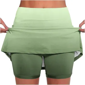 Women's Mini Tennis Skirts Golf Skorts Gradient Color High Waisted Athletic Skort Running Workout Built-in Shorts