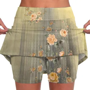 Womens Tennis Skirts with Pockets Tummy Control Floral Print Mini Skirt Workout Running Athletic Sports Golf Skorts Plus Size