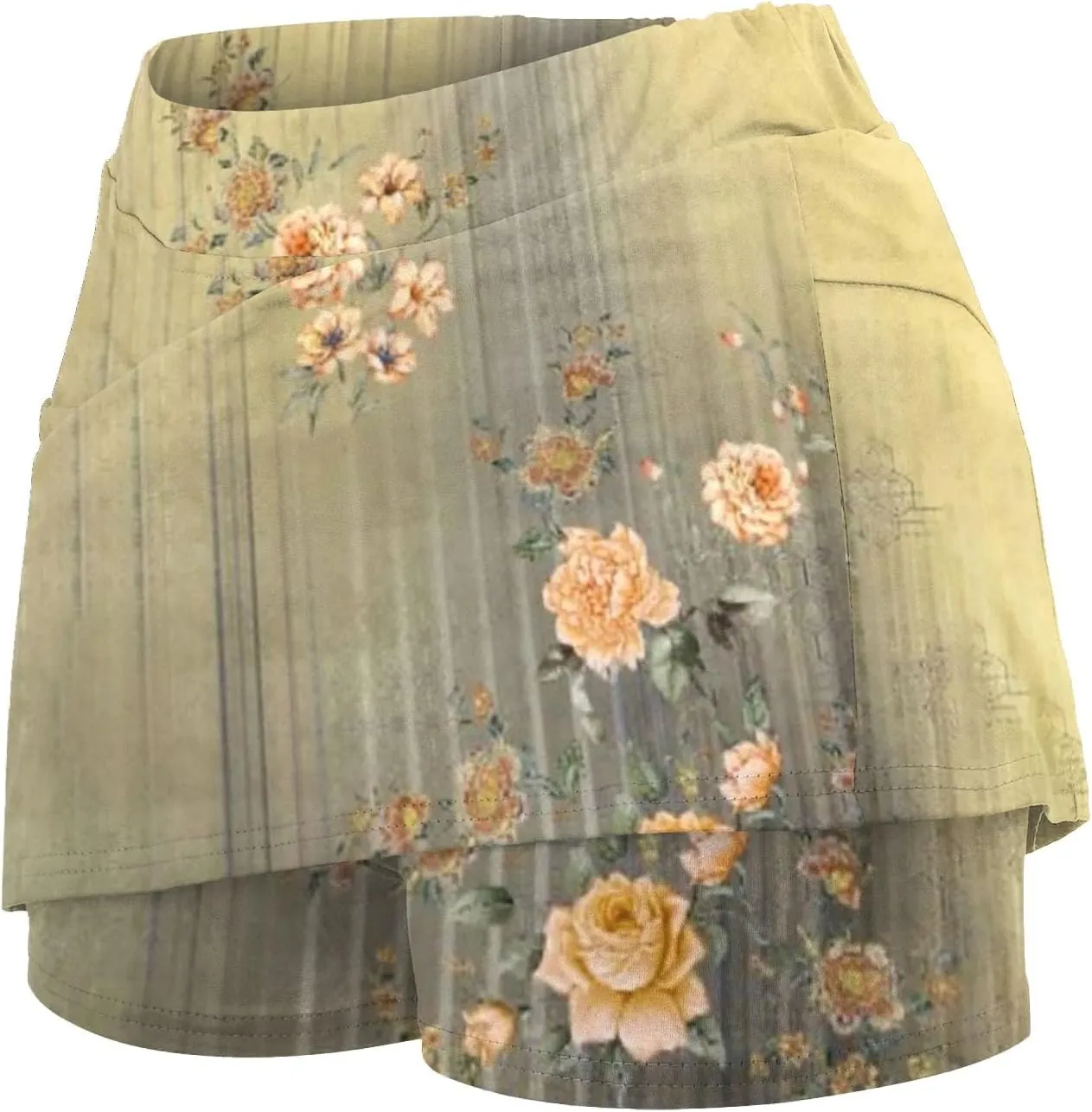 Womens Tennis Skirts with Pockets Tummy Control Floral Print Mini Skirt Workout Running Athletic Sports Golf Skorts Plus Size