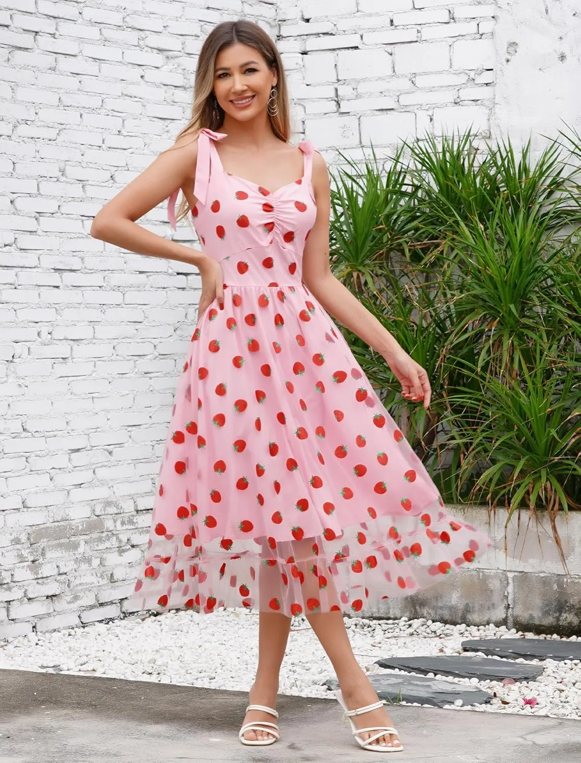 Women's Tie Strap Tulle Prom Dresses Sweetheart Flower Embroidery Dress Short Formal Party Mini Homecoming Dresses