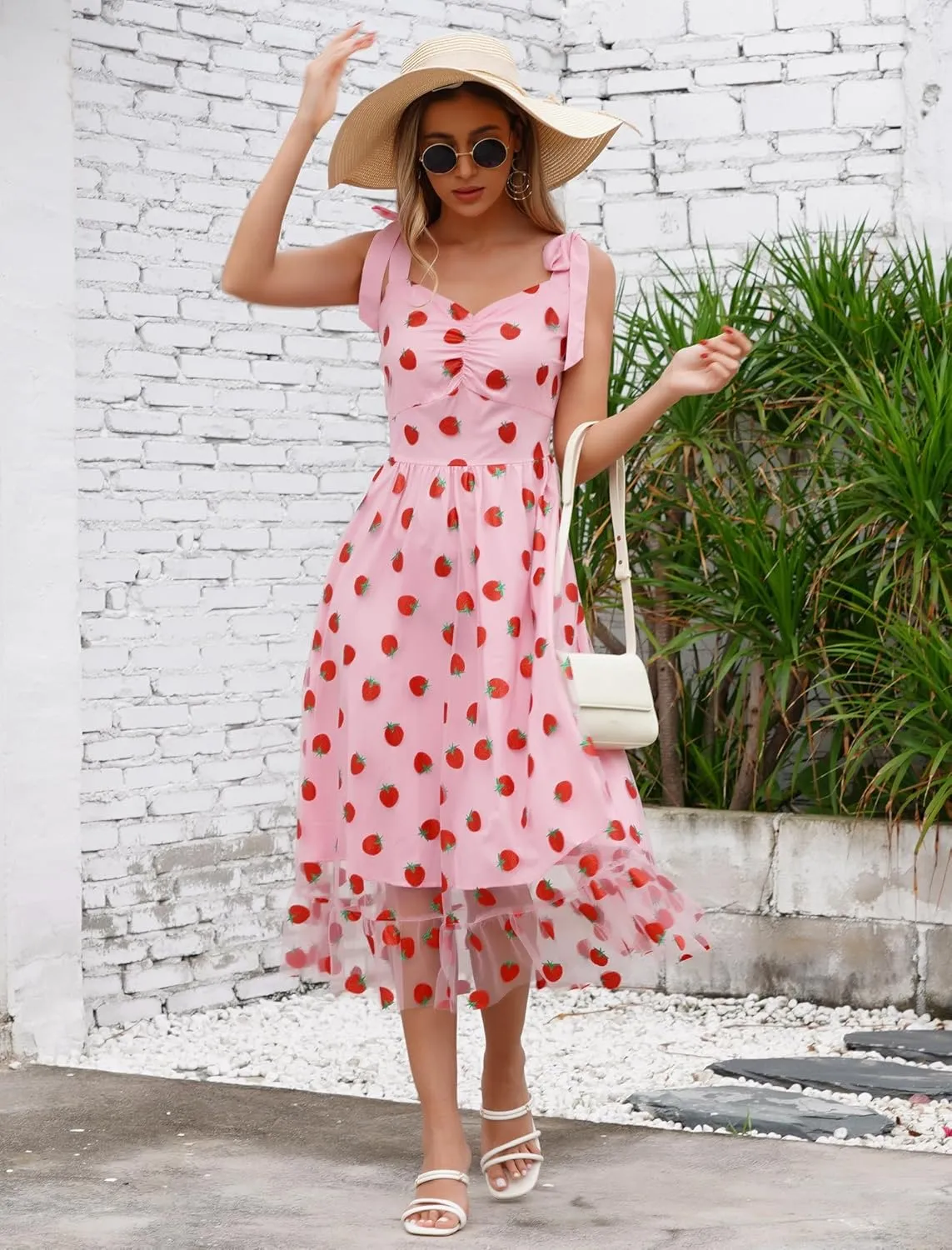 Women's Tie Strap Tulle Prom Dresses Sweetheart Flower Embroidery Dress Short Formal Party Mini Homecoming Dresses