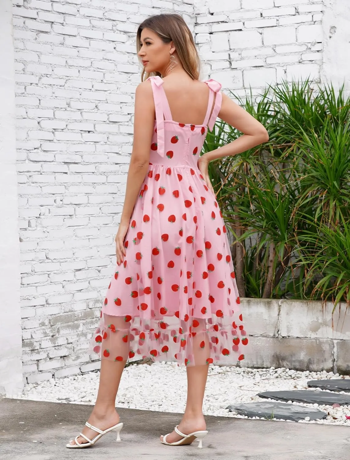Women's Tie Strap Tulle Prom Dresses Sweetheart Flower Embroidery Dress Short Formal Party Mini Homecoming Dresses
