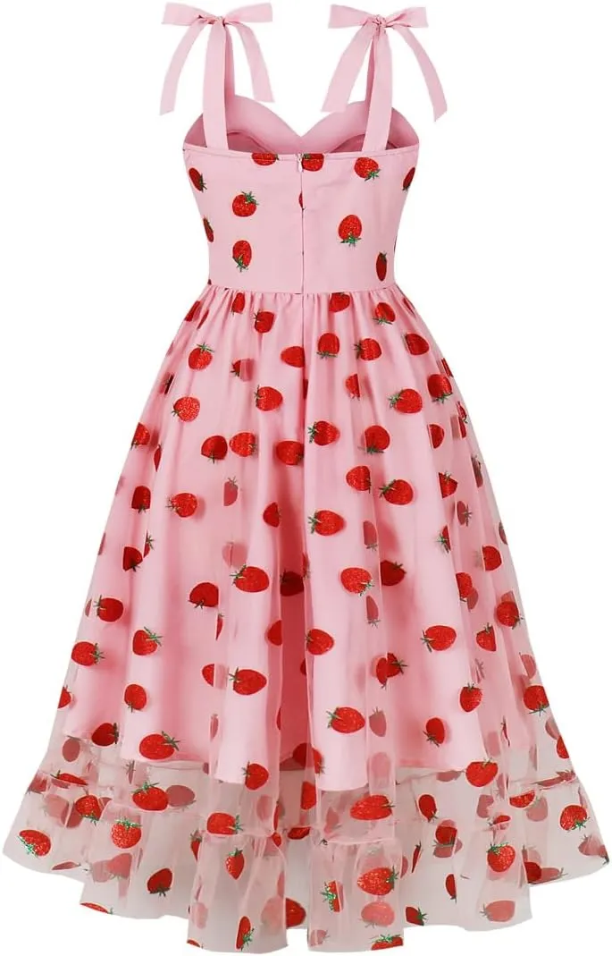 Women's Tie Strap Tulle Prom Dresses Sweetheart Flower Embroidery Dress Short Formal Party Mini Homecoming Dresses
