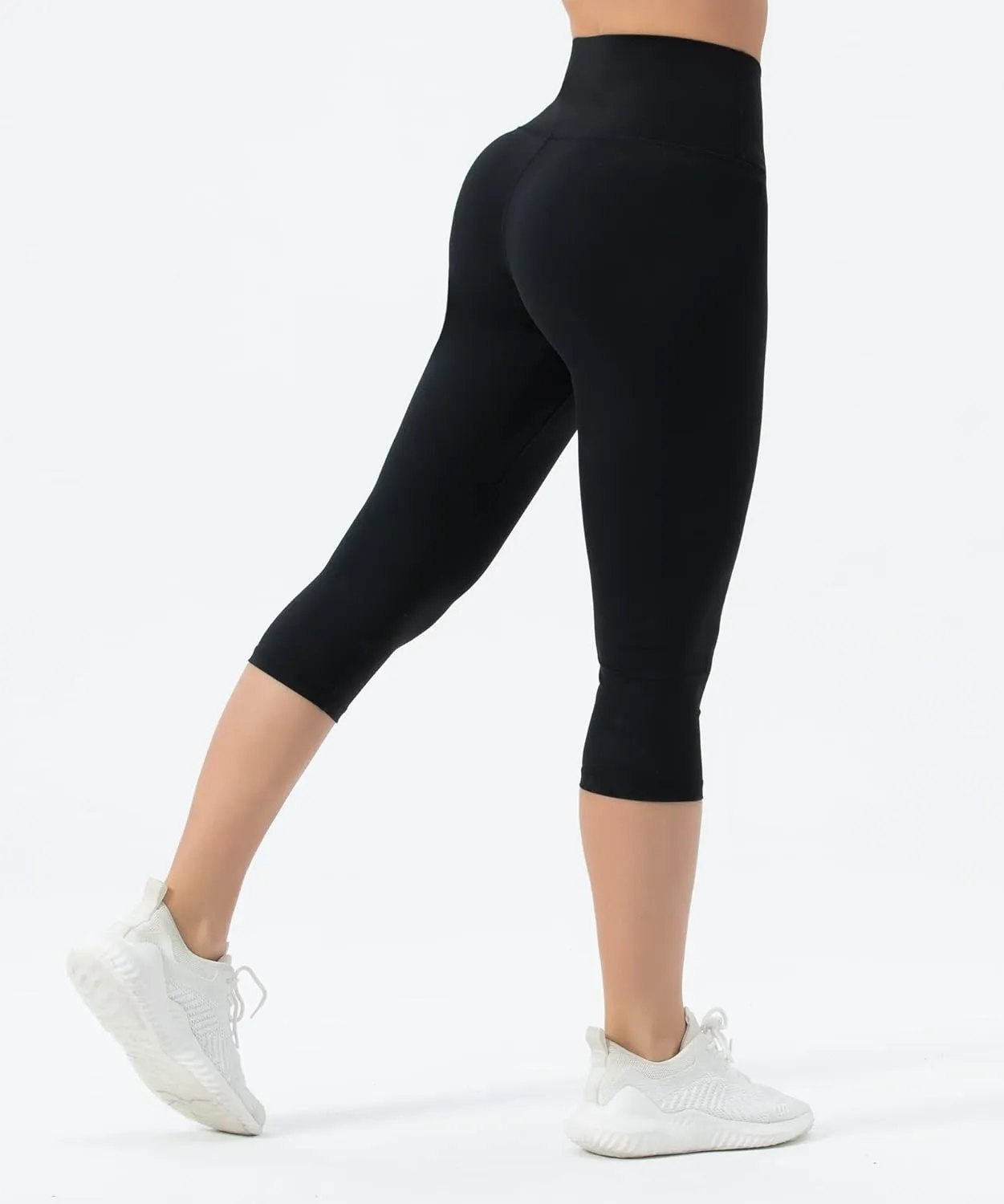 Women's V Cross Waist Yoga Capris Leggings High Waisted Tummy Control Workout Running Pants