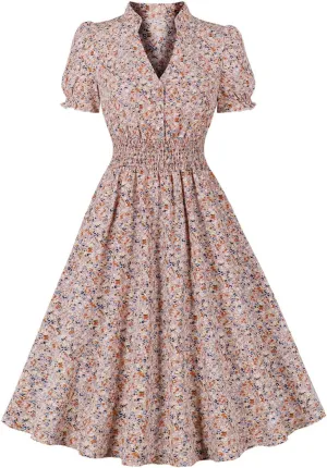 Women's V-Neckline Stretchy Casual Midi Plus Size Bridesmaid Dress Vintage 1950s Retro Rockabilly Prom Dresses