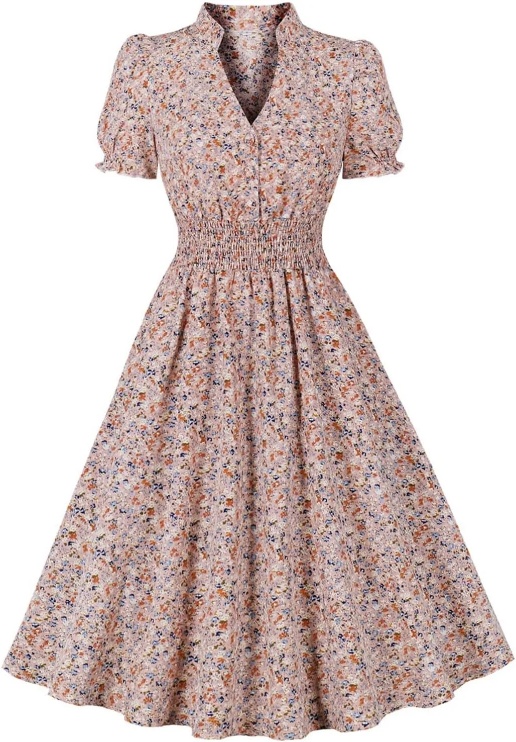 Women's V-Neckline Stretchy Casual Midi Plus Size Bridesmaid Dress Vintage 1950s Retro Rockabilly Prom Dresses