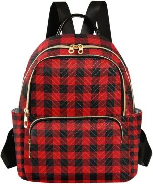Xmas Women Fashion Backpack Tartan Buffalo Plaid Travel Bag Compact Daily Bag Diaper Bag Everyday Use