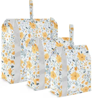 Yellow Flowers Leaves Packing Cubes for Travel 3 Set Compression Packing Bags Luggage Organizers for Luggage