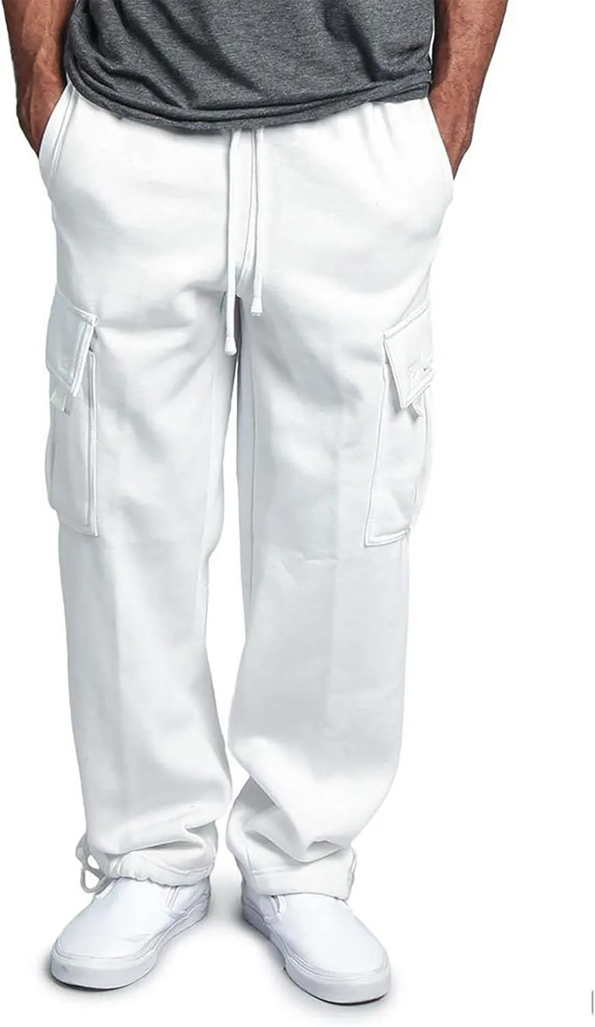 Ymosrh Mens Pants Relaxed Fit Overalls Drawstring Multi Pocket Casual Pants Hiking Cotton Twill Combat Pants Stretch