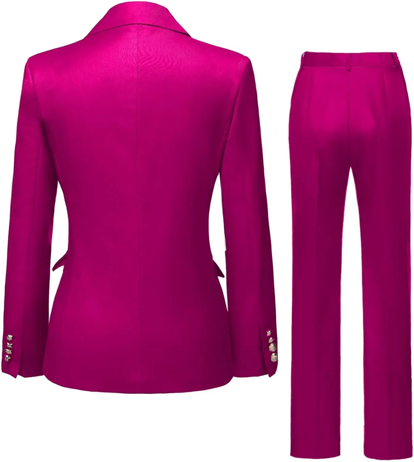 YUVUXE Women's Classic Fit Pink Solid Polyester Business Suit Set - Blazer & Pants - Working Women, Business Professionals