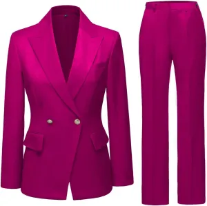 YUVUXE Women's Classic Fit Pink Solid Polyester Business Suit Set - Blazer & Pants - Working Women, Business Professionals