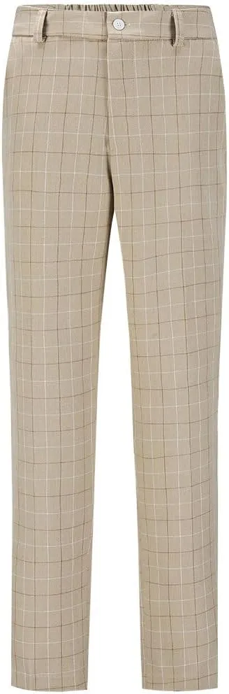 YYNUDA Women's Business Plaid Suit Set Lady 2 Piece 1 Button Office Blazer Jacket and Pants for Work
