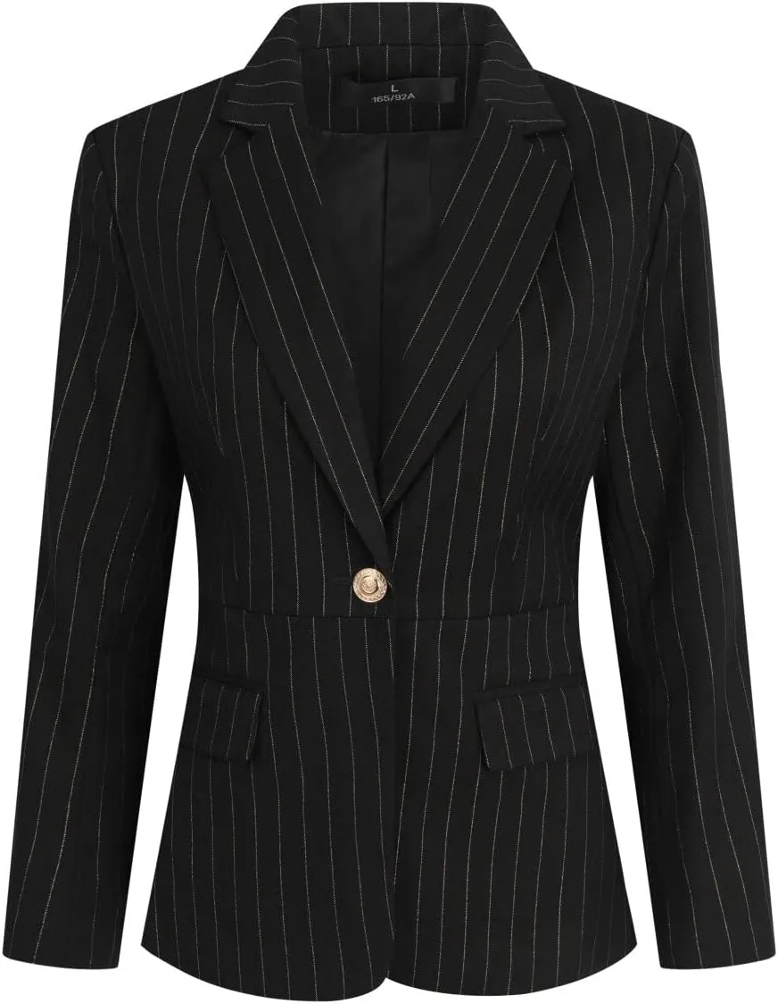 YYNUDA Women's Business Striped Suit Set 2 Piece Office Work Business Suits Blazer and Pant